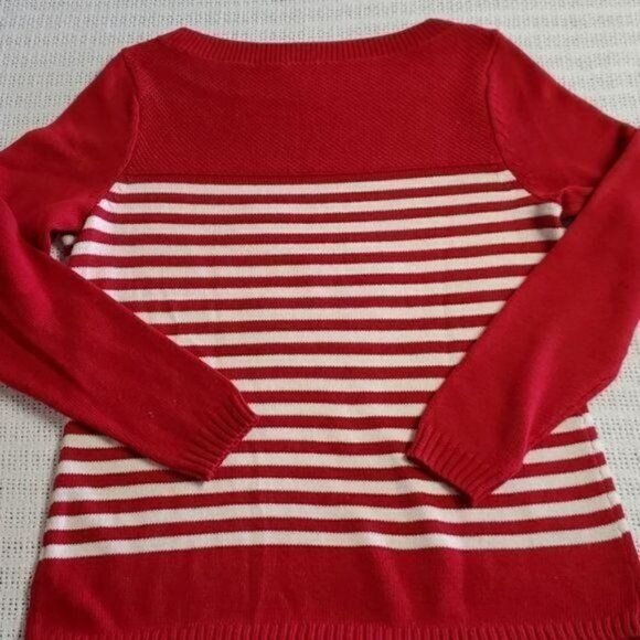 Talbots Nautical Embellished Knitted Graphic Patriotic "Anchor" LS Sz. M Sweater - Picture 8 of 9